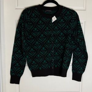 Ann Taylor Black and Teal Knit Cardigan